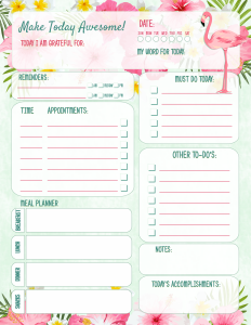 Flamingo daily planner with text preview