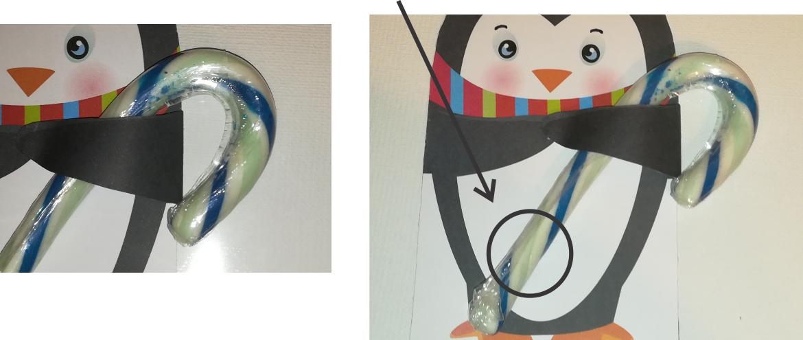 Candy cane inserted and secured in holder