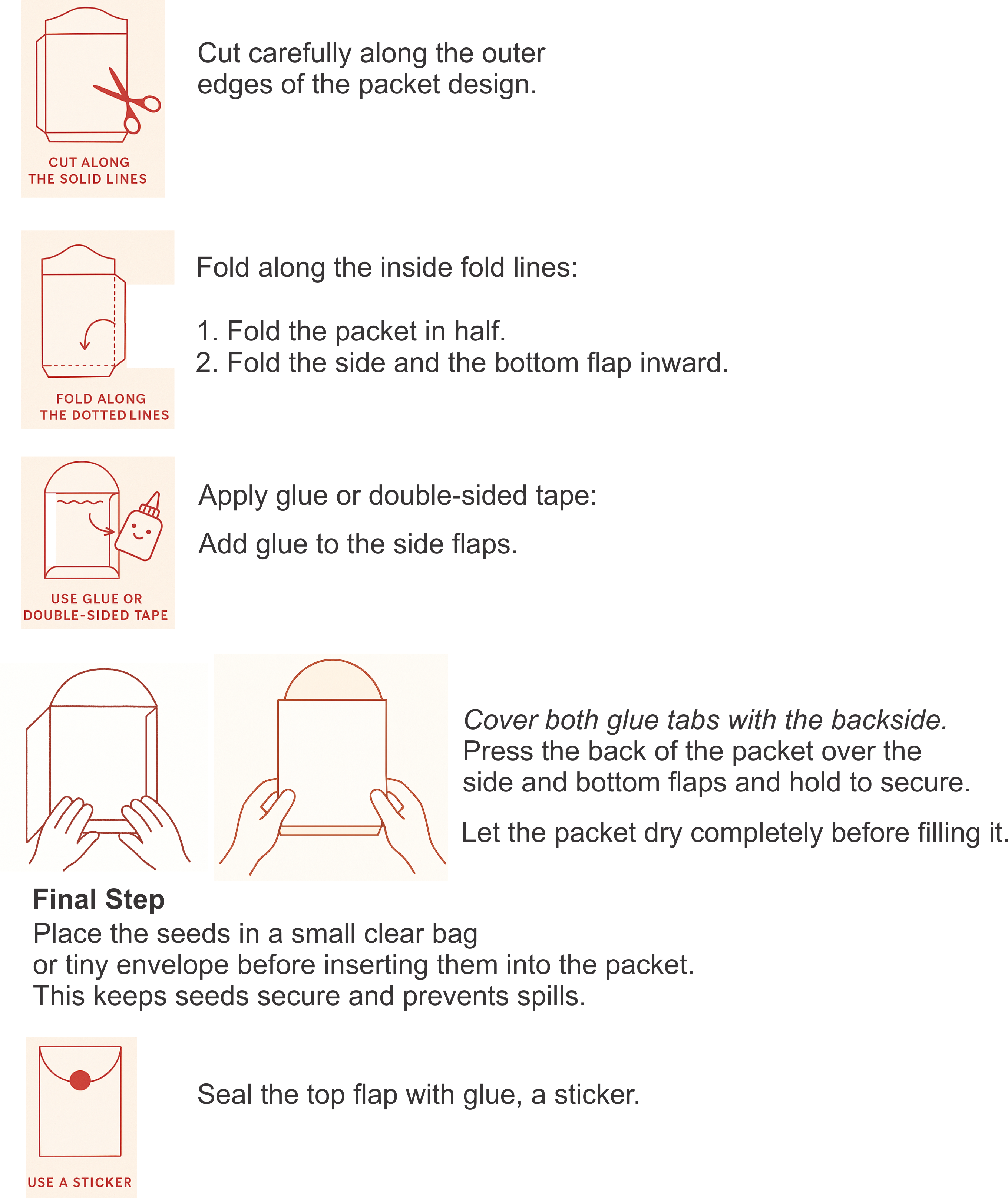 Seed Packet Assembly Instructions