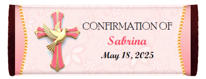 Confirmation Candy Bar Wrapper Sample