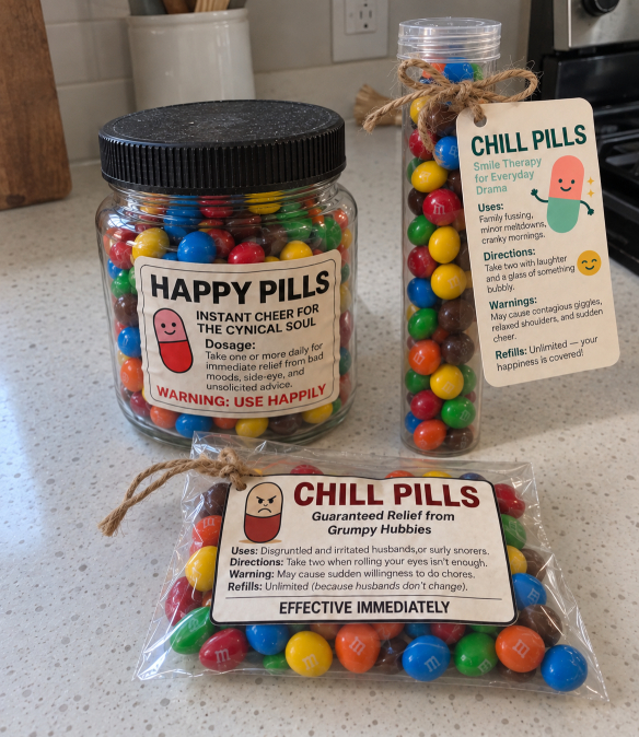 Chill Pill printable candy jar label for coworker gift