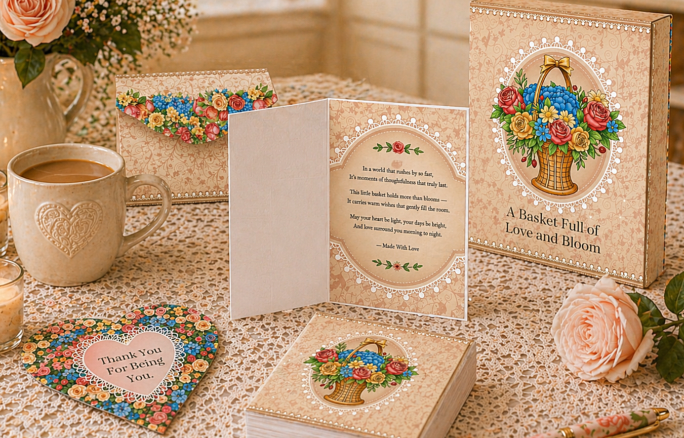 Victorian Basket printable vintage floral basket preview
