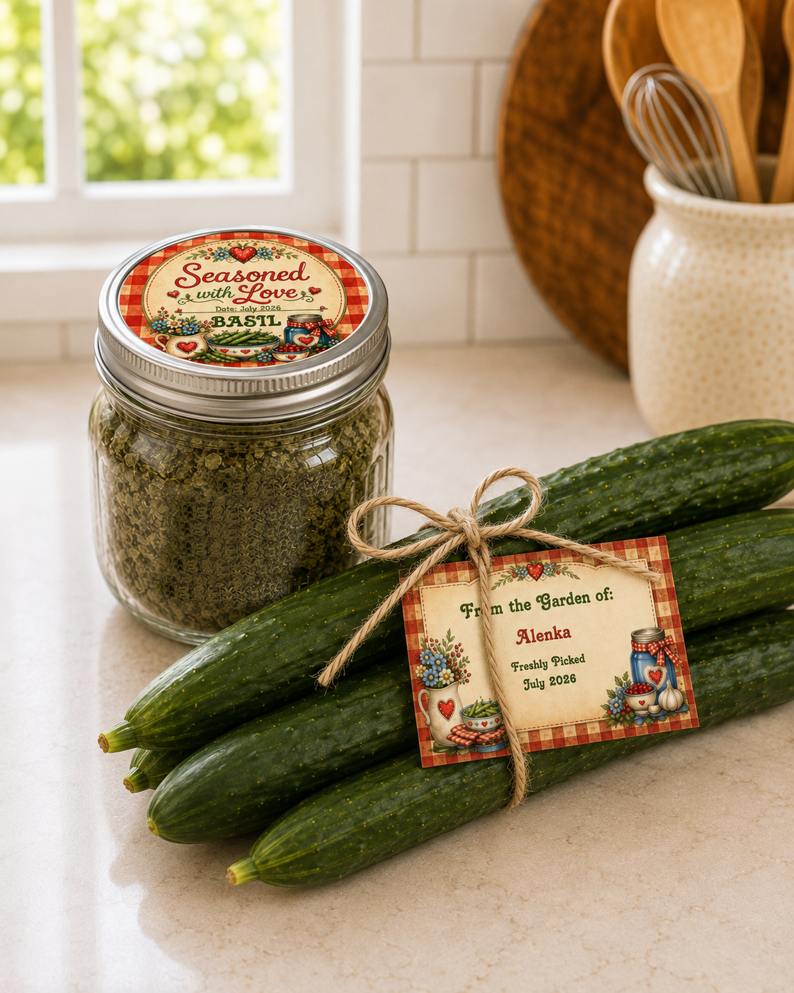 Printable round and rectangle farmhouse canning label designs